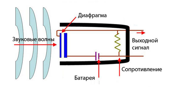 Схема конденсаторного микрофона